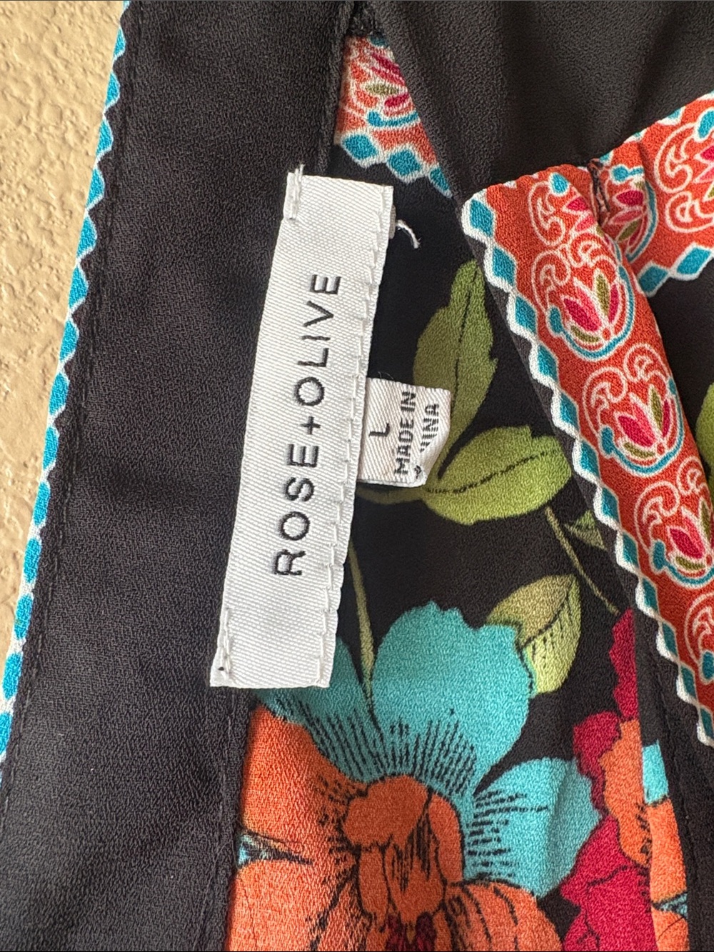 Rose & Olive Black V-Neck Tunic with Multicolor Floral Embroidery - Picture 2 of 6
